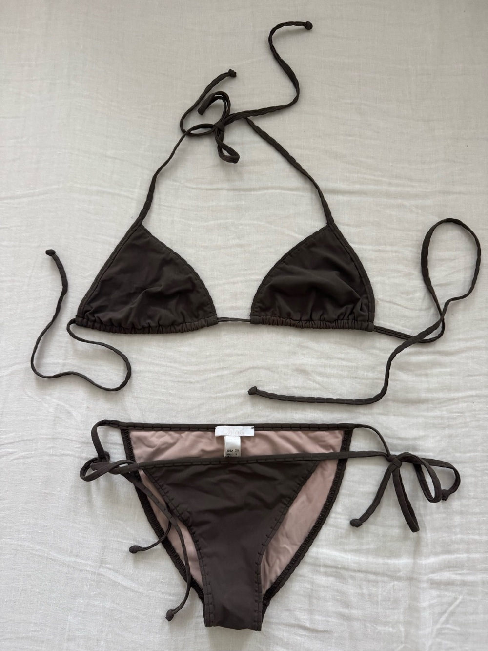 Chloe Y2K Khaki Bikini - Logo on Bottom - Never Used Like New